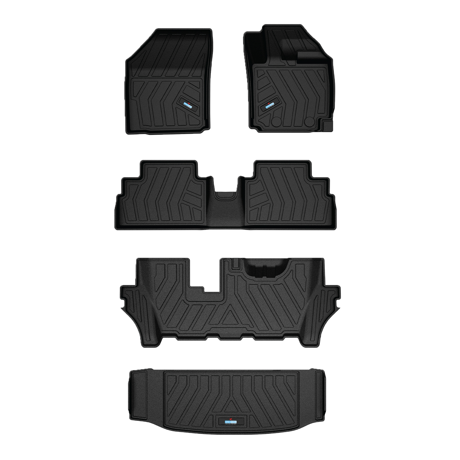 Uno Minda Lifetime 5D Car Mats 5 Piece (4 Row With Boot) For Toyota Rumion 1st Gen 2024  | Anti Slip | All Weather Mats | 100% Waterproof & Washable | Custom Fit UNO -MATS-RUMION-WBOOT